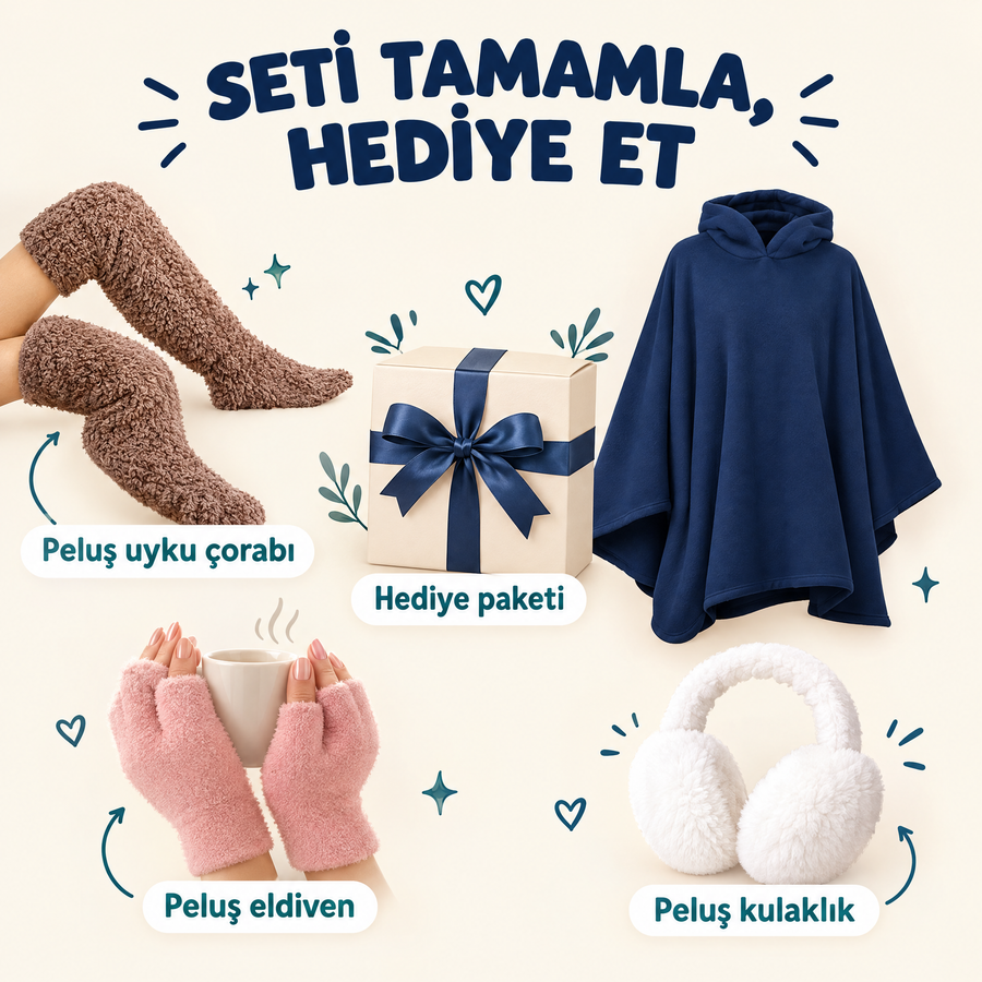 Gift set with plush socks, gloves and headphones